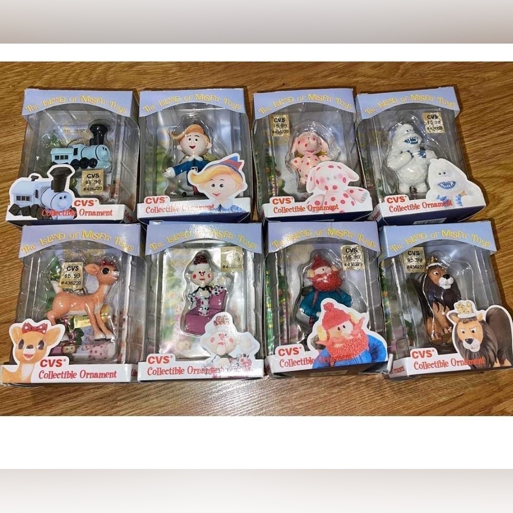 Set of 8 1999 Misfit toys ornament set